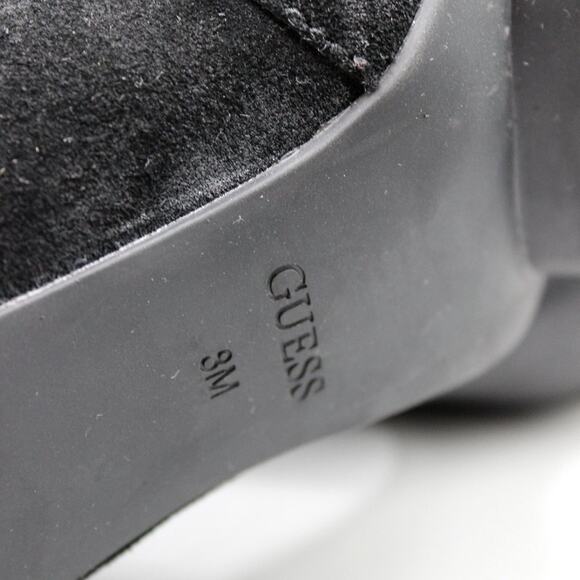 GUESS Lace Up Black Leather Heeled Booties Size 8 - Picture 10 of 10